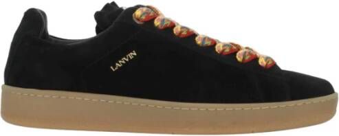 Lanvin Zwarte Suède Leren Sneakers Black Heren