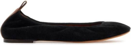 Lanvin Suede Ballet Flats met Merkdetail Black Dames