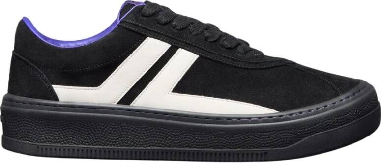 Lanvin Suède Cash Sneakers met Contrastpanelen Black Heren