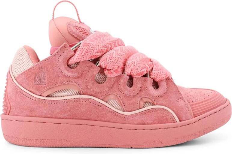 Lanvin Suède en Mesh Lage Sneakers Pink Dames