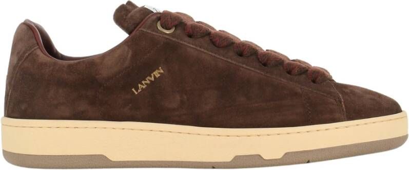 Lanvin Suède Ronde Neus Sneakers Bruin Bordeaux Brown Heren