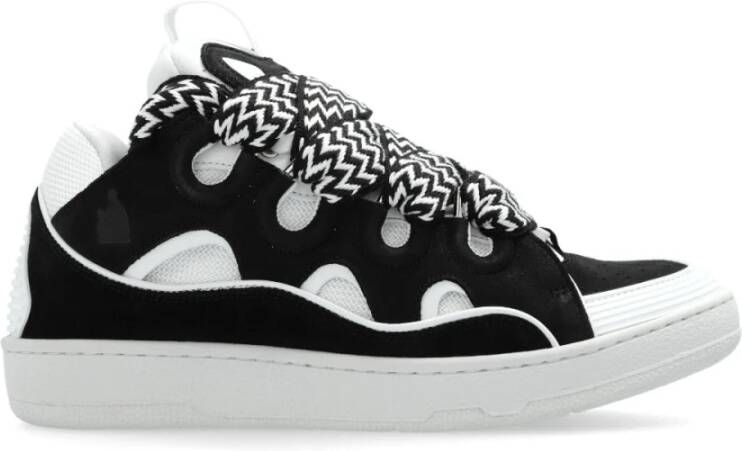 Lanvin Wit Zwart Rand Leren Sneakers Black Heren