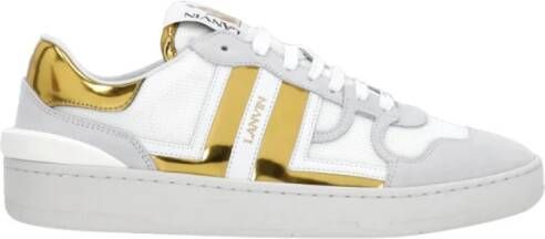 Lanvin Witte Leren en Stoffen Sneakers Wit Dames