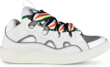 Lanvin Witte leren sneakers met kleurrijke veters Wit Heren