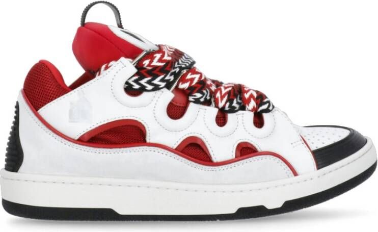 Lanvin Witte Leren Sneakers met Logo Detail White Dames