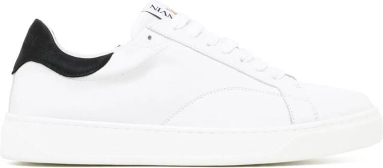 Lanvin Witte Leren Sneakers Ronde Neus White Heren