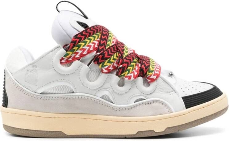 Lanvin Witte Sneakers Paneelontwerp Vetersluiting White Heren