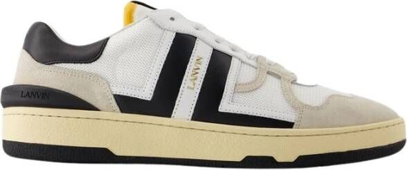 Lanvin Zwarte en witte leren lage sneakers Black Heren