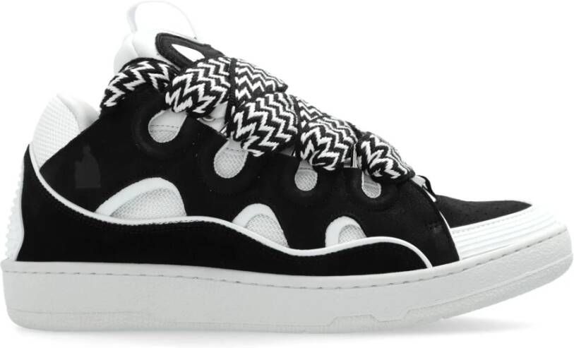 Lanvin Zwarte Curb Sneakers Vrouwen Nappa Suède Black Dames