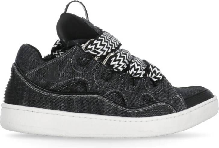 Lanvin Zwarte Denim Sneakers met Herringbone Patroon Black Heren