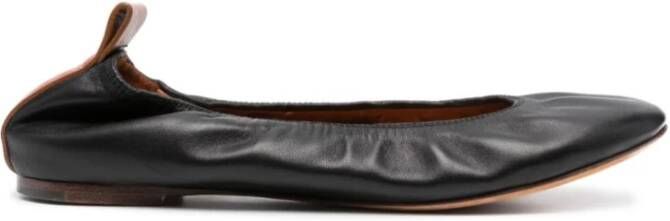 Lanvin Zwarte platte schoenen met gerimpeld detail Black Dames