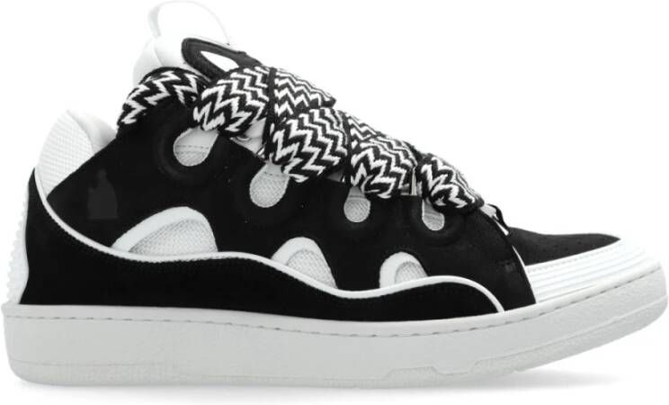 Lanvin Zwarte Sneakers met Vlechtwerk Veters Black Dames