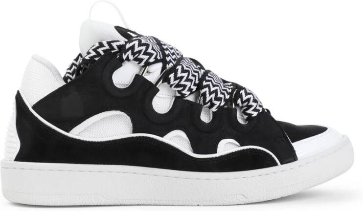 Lanvin Zwarte Suède Sneakers met Geperforeerde Details Black Heren