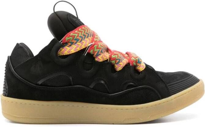 Lanvin Zwarte Vetersneaker met Rubberen Zool Black Heren