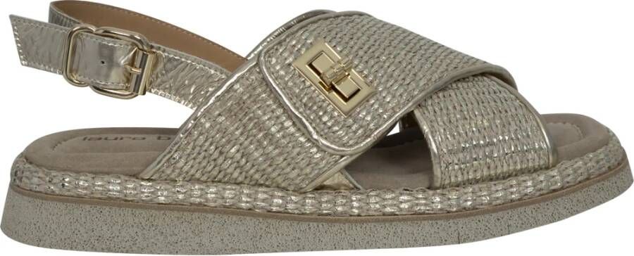 Laura Bellariva Raffia Sandalen met Gouden Details