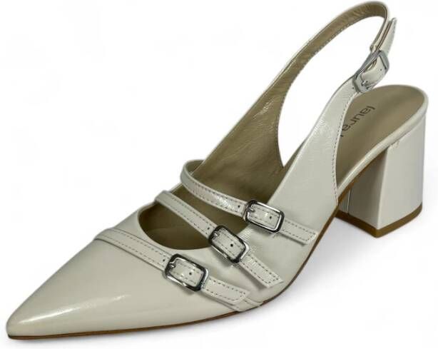 Laura Bellariva Slingback pumps met gespen en kitten hak Beige Dames