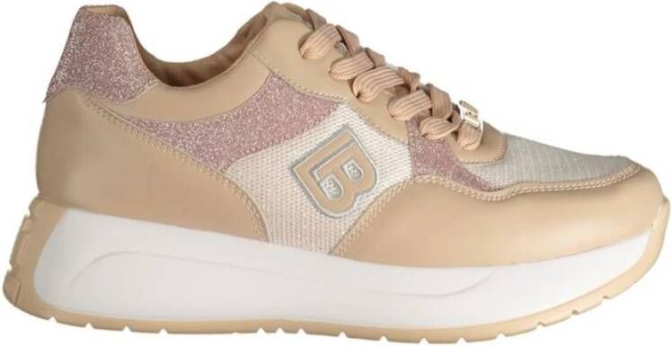 Laura Biagiotti Geborduurde Platform Sneaker Contrast Details Beige Dames