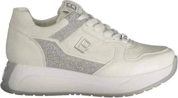 Laura Biagiotti Witte Polyester Sneakers met Veters Contrastdetails Print 4 cm Plateau Logo White Dames