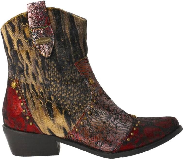 Laura vita Bordeaux Bloemen Cowboy Enkellaarzen Multicolor Dames