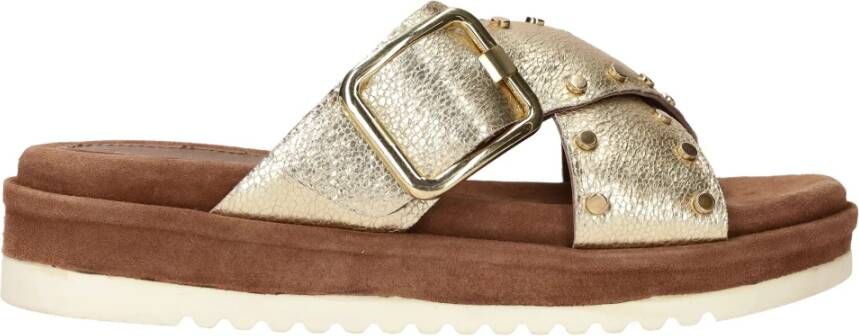 Lazamani Metallic Gouden Studded Slipper Yellow Dames