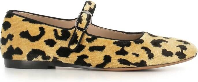 Le Monde Beryl Bruine Luipaardprint Velvet Ballerina Flats Brown Dames