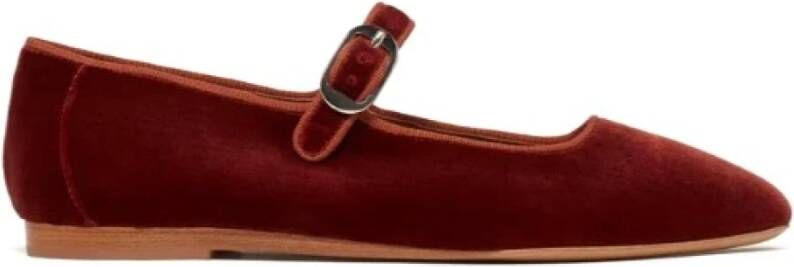 Le Monde Beryl Mary Jane Velvet Platte Schoenen Red Dames