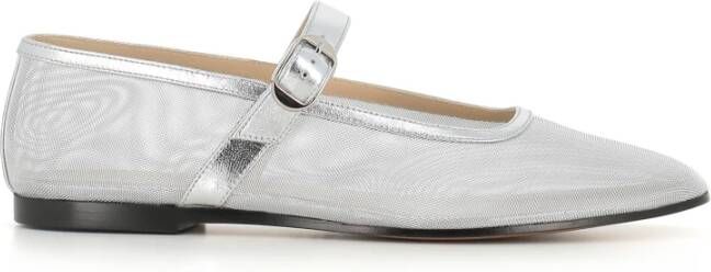 Le Monde Beryl Zilveren Mesh en Leren Ballerina Schoenen Gray Dames