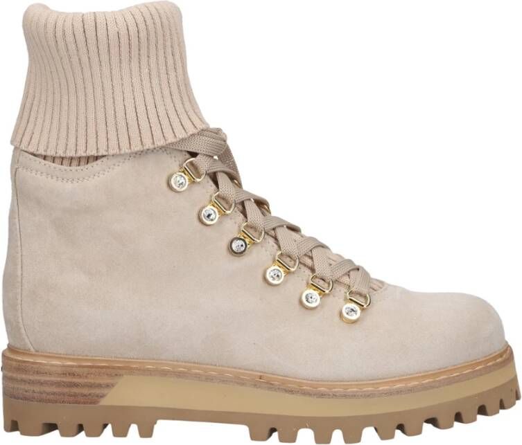 Le Silla Lace-up Boots Beige Dames