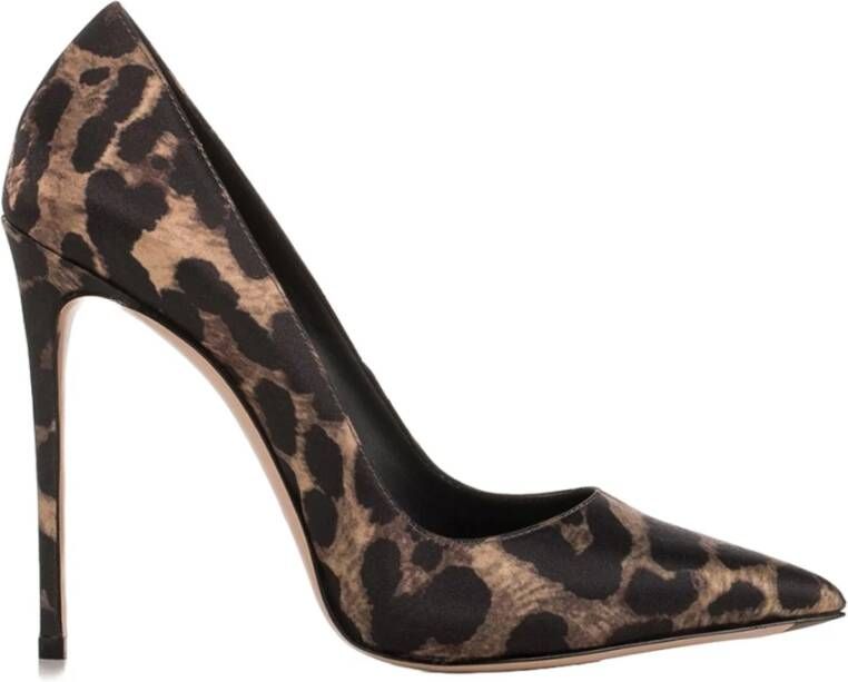 Le Silla Luipaardprint Satijnen Pumps Brown Dames