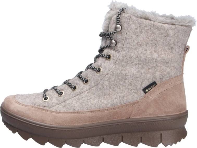 Legero Dames Textiel Enkellaarzen met Nepbont Beige Dames