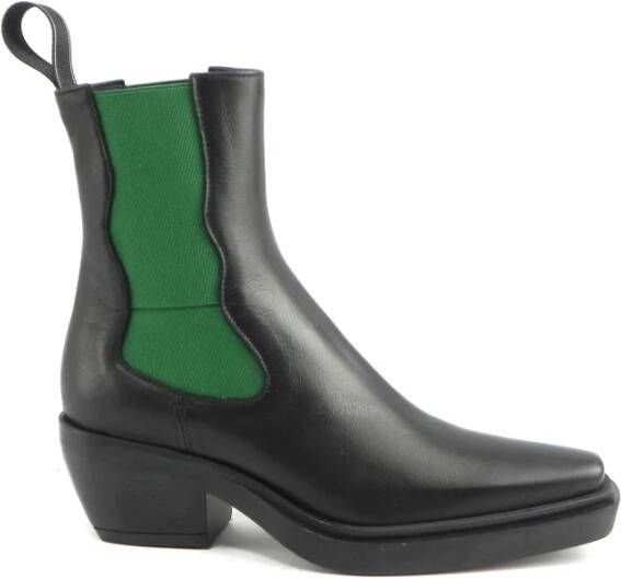 Lemaré Zwart Groene Western Stijl Laarzen Black Dames