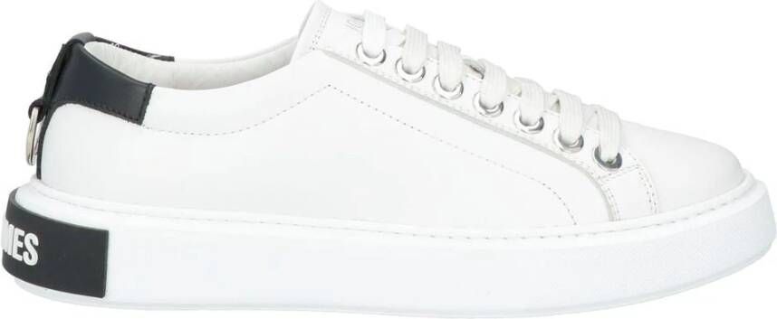 Les Hommes Witte Leren Lage Sneakers White Heren