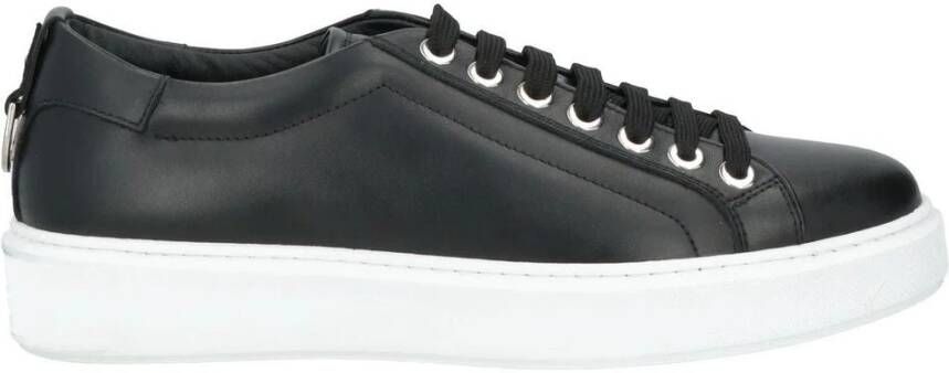 Les Hommes Zwarte leren lage sneakers Black Heren