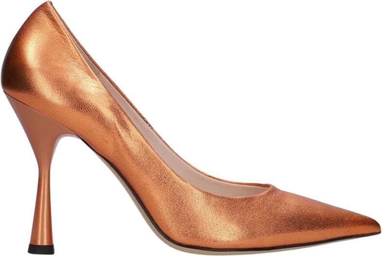 Lina Locchi Pumps Stiletto Dames Damesschoenen Leer Glitter Kitten heel hoogte L1251 Oranje