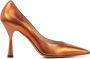 Lina Locchi Pumps Stiletto Dames Damesschoenen Leer Glitter Kitten heel hoogte L1251 Oranje - Thumbnail 1