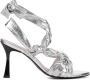 Lina Locchi Sandalen Dames Damesschoenen Leer Blokhak hoogte L1305 Zilver - Thumbnail 2