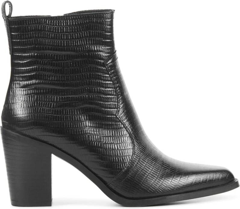 Lina Locchi Cowboylaarzen Dames Laarzen Damesschoenen Leer Slangenprint L1347 Zwart Schoenen