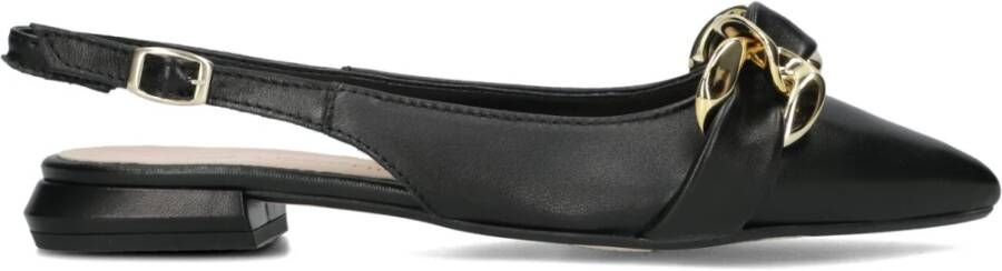 Lina Locchi Zwarte leren slingbacks met gouden detail Black Dames