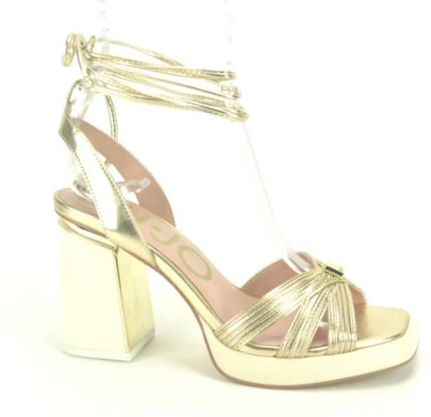 Liu Jo Beige en Gouden Hoge Hak Sandalen Yellow Dames