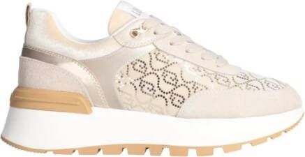 Liu Jo Beige suède sneakers met fluwelen monogram Beige Dames