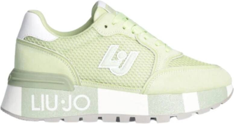 Liu Jo Sportieve Suède Sneakers met Mesh Details Green Dames