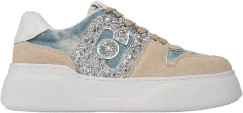 Liu Jo Maxi Denim Sneakers Sand Beige Dames