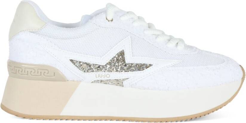 Liu Jo Denim Effect Platform Sneakers White Dames