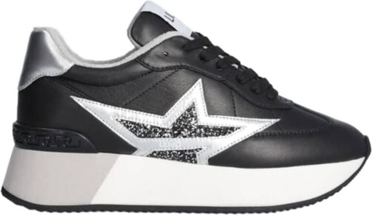 Liu Jo Dromerige 03 Leren Sneakers met Metalen Inzetstukken Black Dames