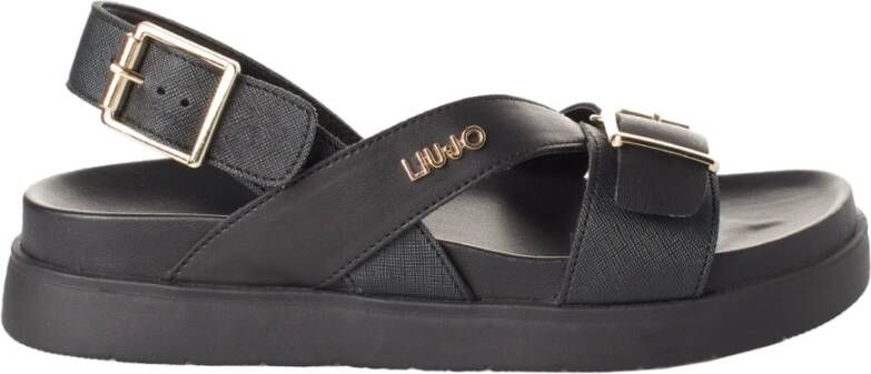 Liu Jo Gekruiste leren platformsandalen Black Dames