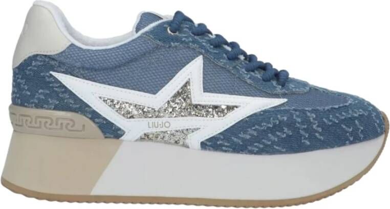 Liu Jo Denim Sneakers met Glitterdetail Blue Dames