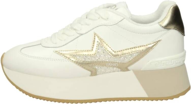 Liu Jo Witte Leren Sneakers met Gouden Details White Dames