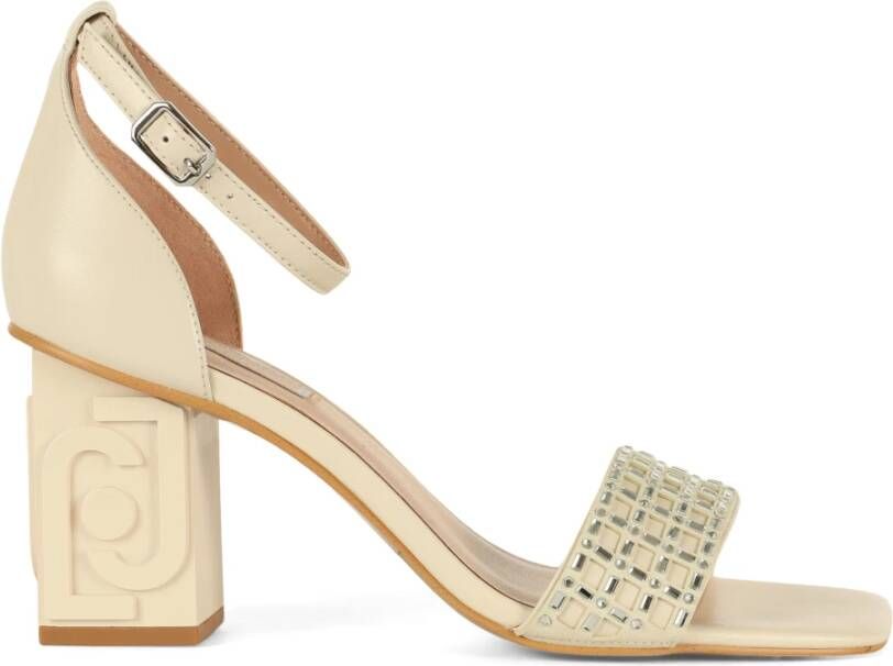 Liu Jo Leren Sandalen met Strass Beige Dames