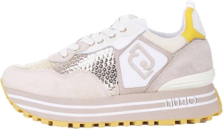 Liu Jo Leren Sneakers met Pailletten Beige Dames