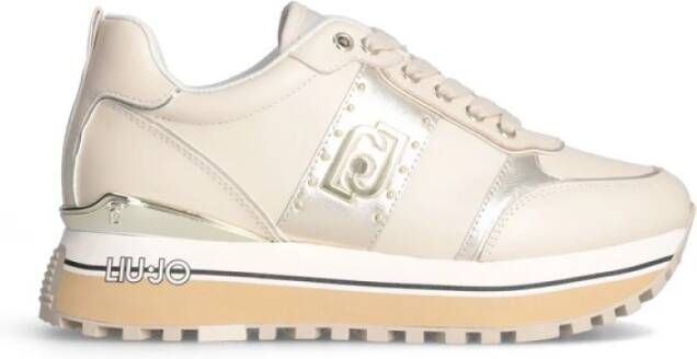 Liu Jo Maxi Wonder Zwarte Sneakers Platform Beige Dames